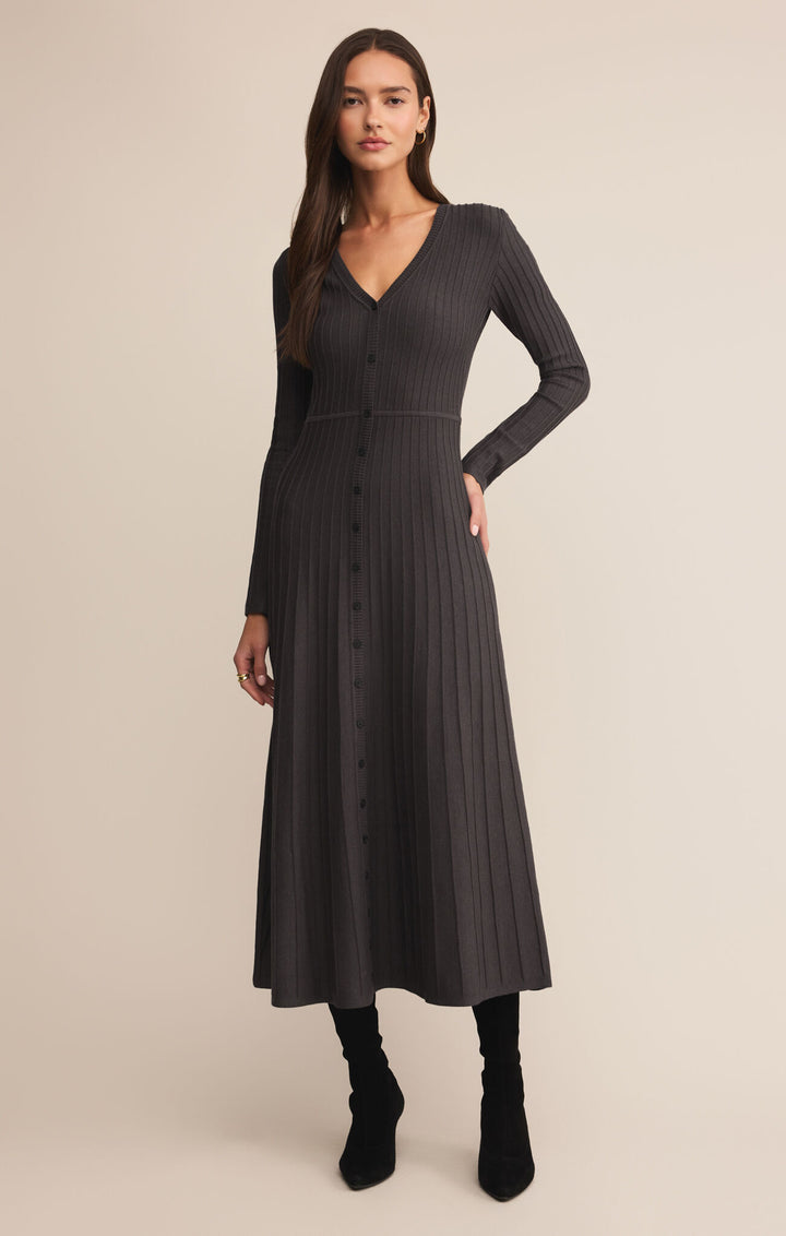 Z Supply Jasper Midi Sweater Dress in Charcoal Heather