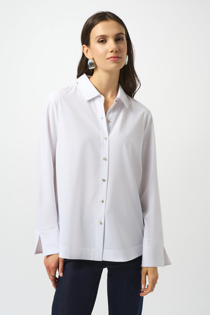 Joseph Ribkoff Classic Button Closure Shirt in Artic White