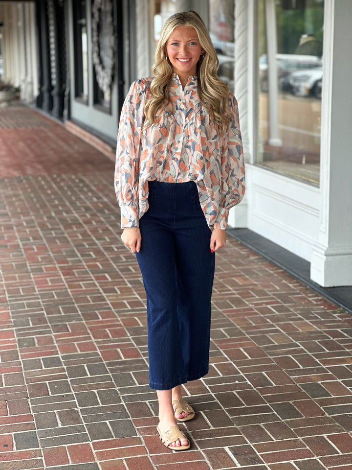 Peach Blush Printed Long Sleeve Shirt