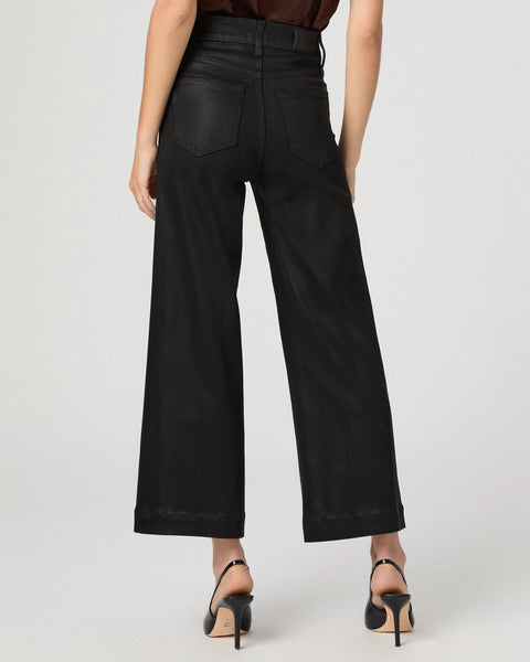 Paige Denim Anessa 27" Wide Leg Jean in Black Fog Luxe Coating