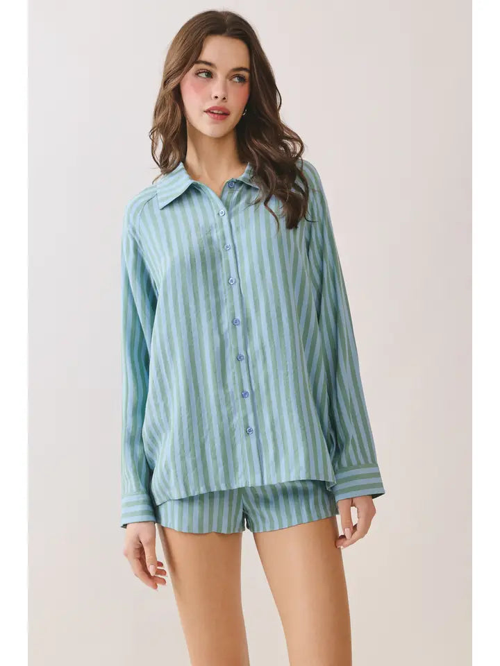 From Here On Blue Stripe Top