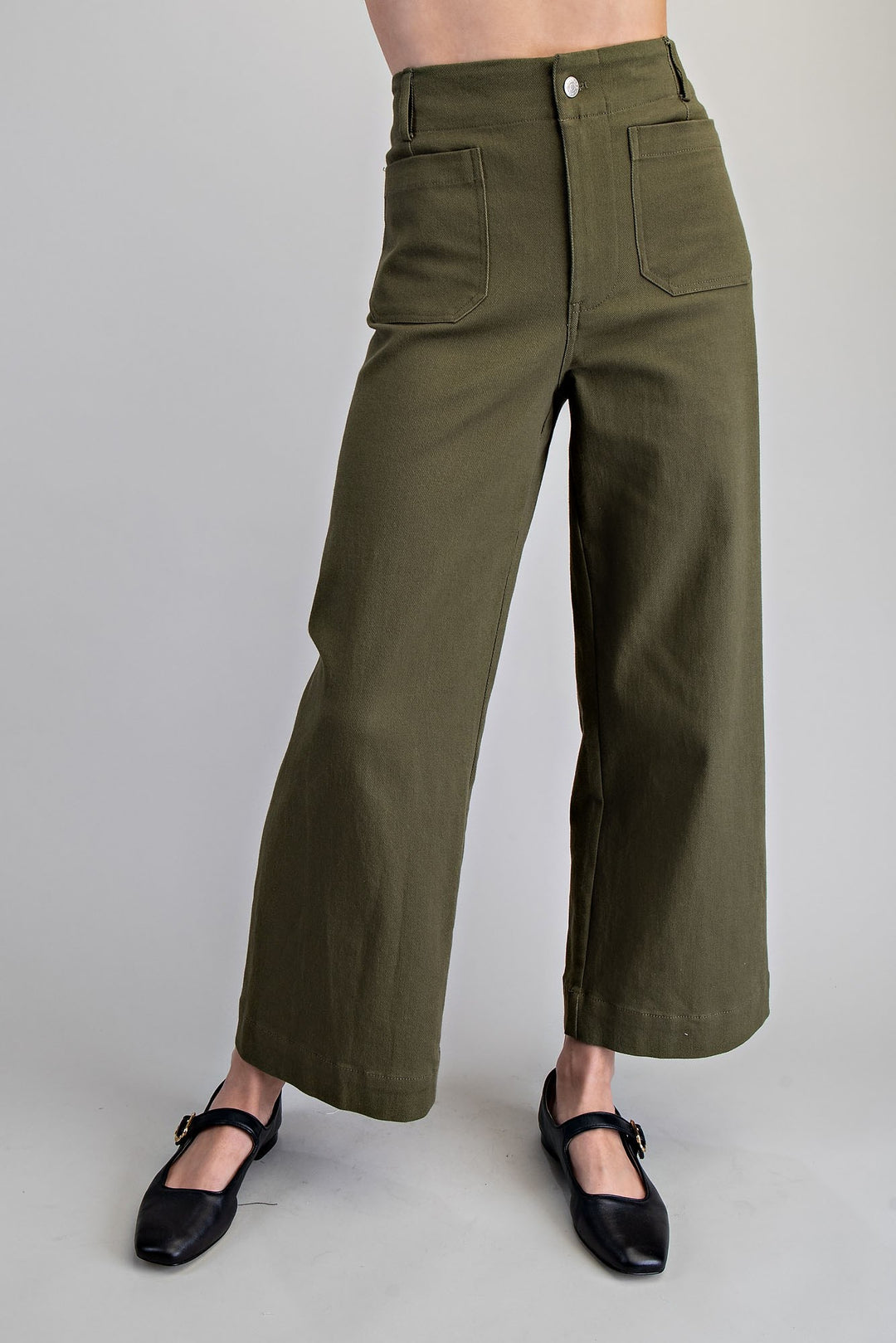 Soft Washed Wide Leg Pants in Olive