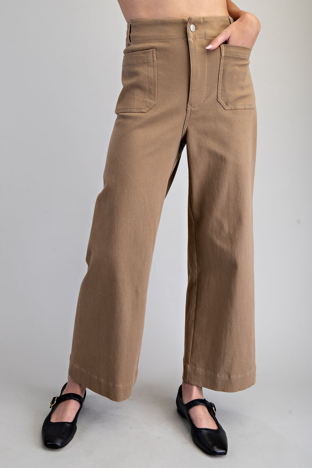 Soft Washed Wide Leg Pants in Coco