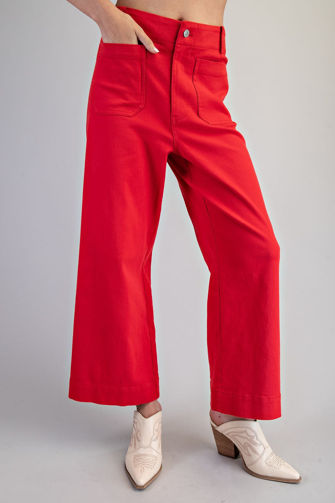 Soft Washed Wide Leg Pants in Scarlet