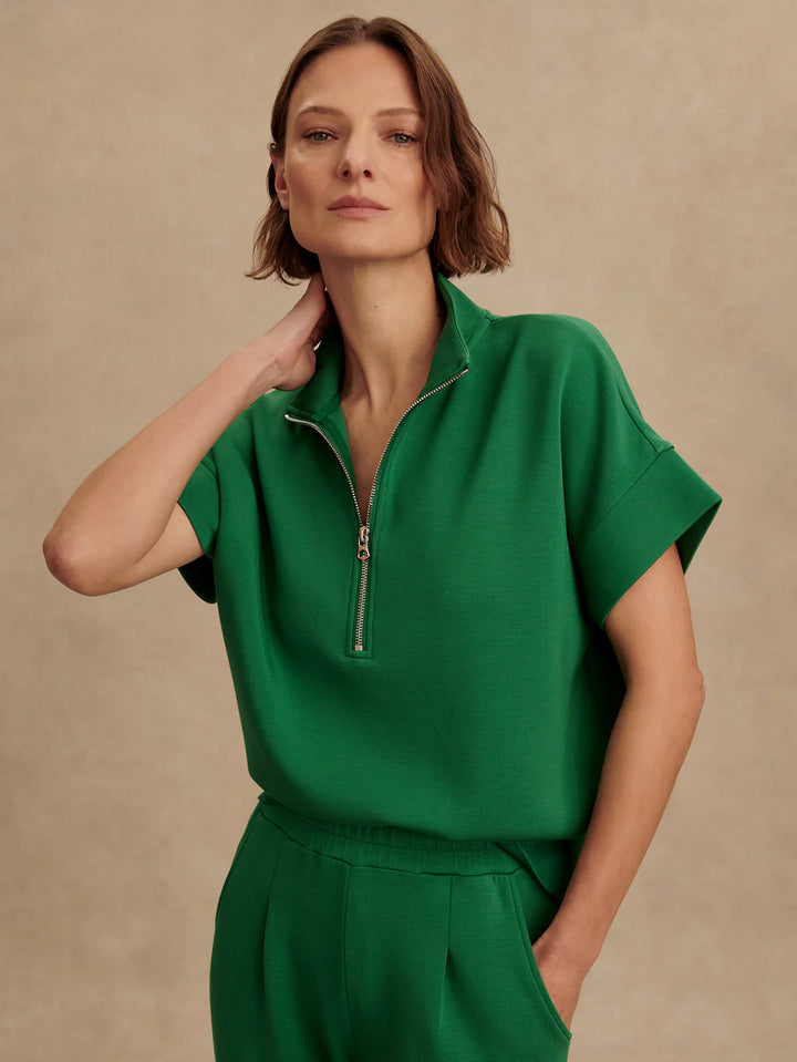 Varley Ritchie Short Sleeve Sweat in Verdant Green