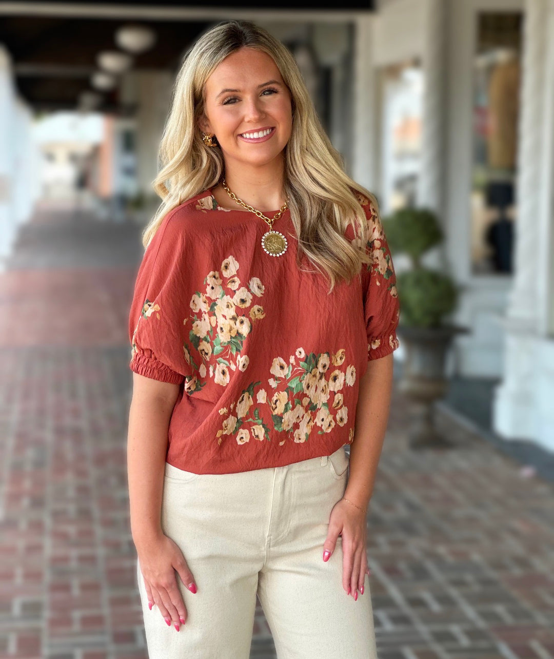 Forever The Best Orange Floral Top