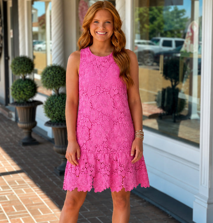 Floral Eyelet Bow-back Mini Dress