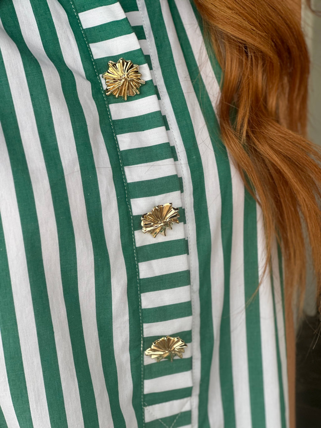 Bold Green Stripe Button Dress