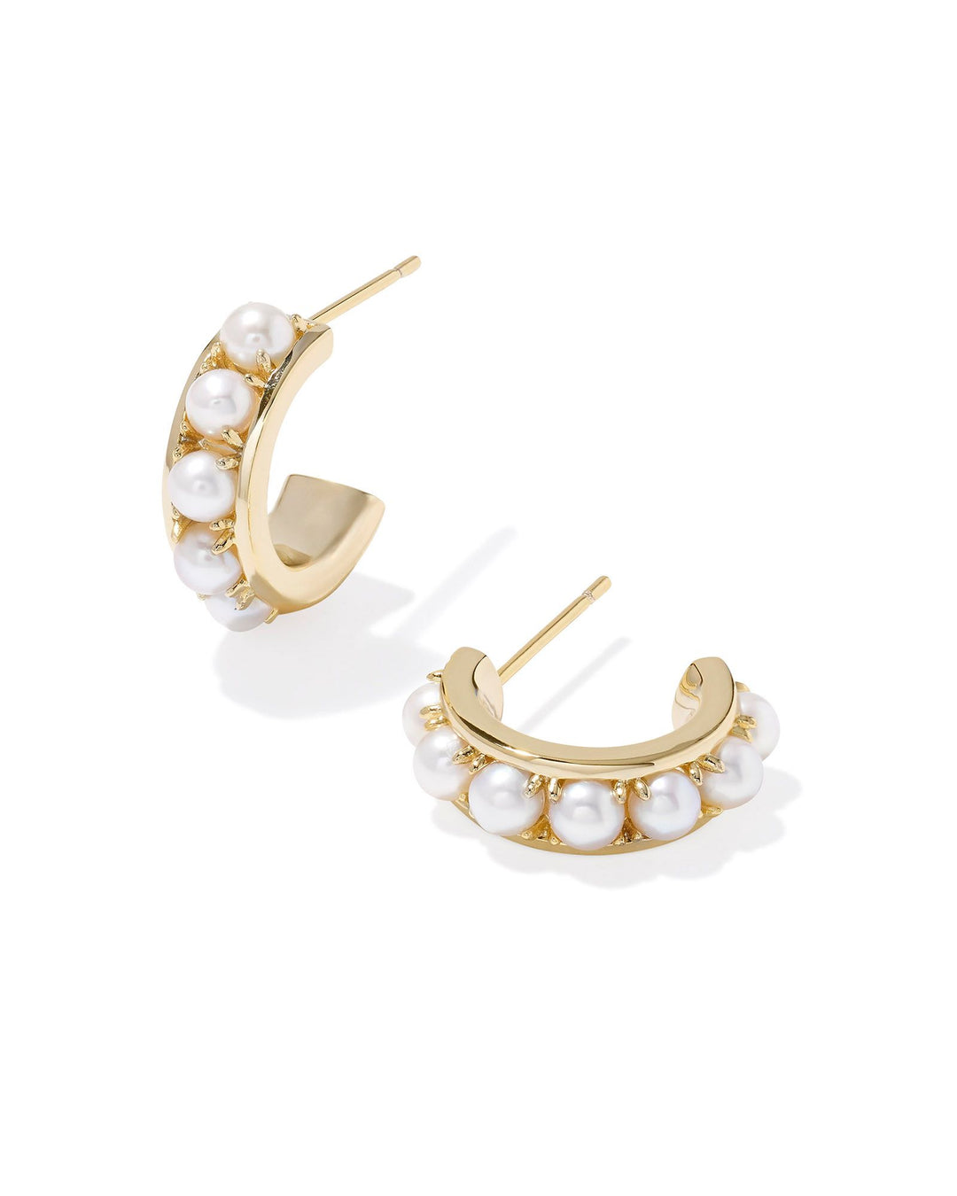 Kendra Scott Krista Gold Huggie Earrings in White Pearl