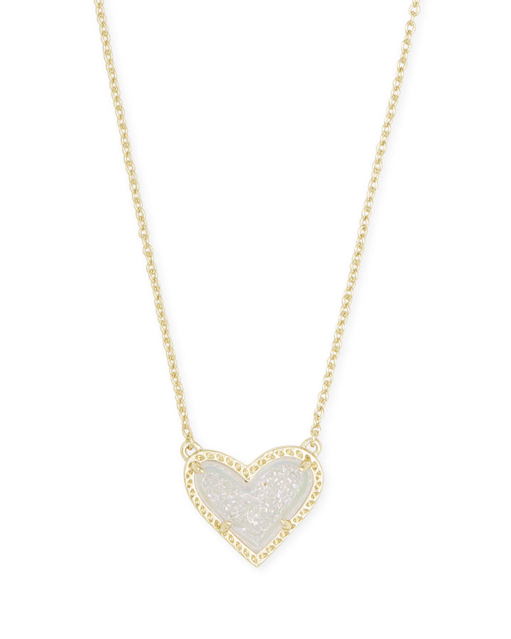 Kendra Scott Ari Heart Pendant Necklace In IRIDESCENT DRUSY