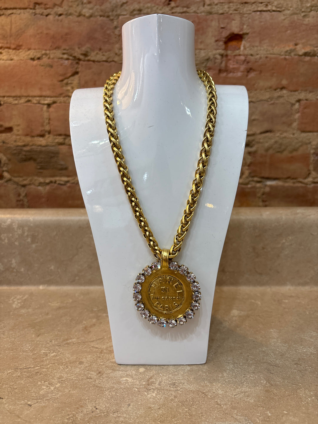 Chanel Inspired Stud Coin Necklace