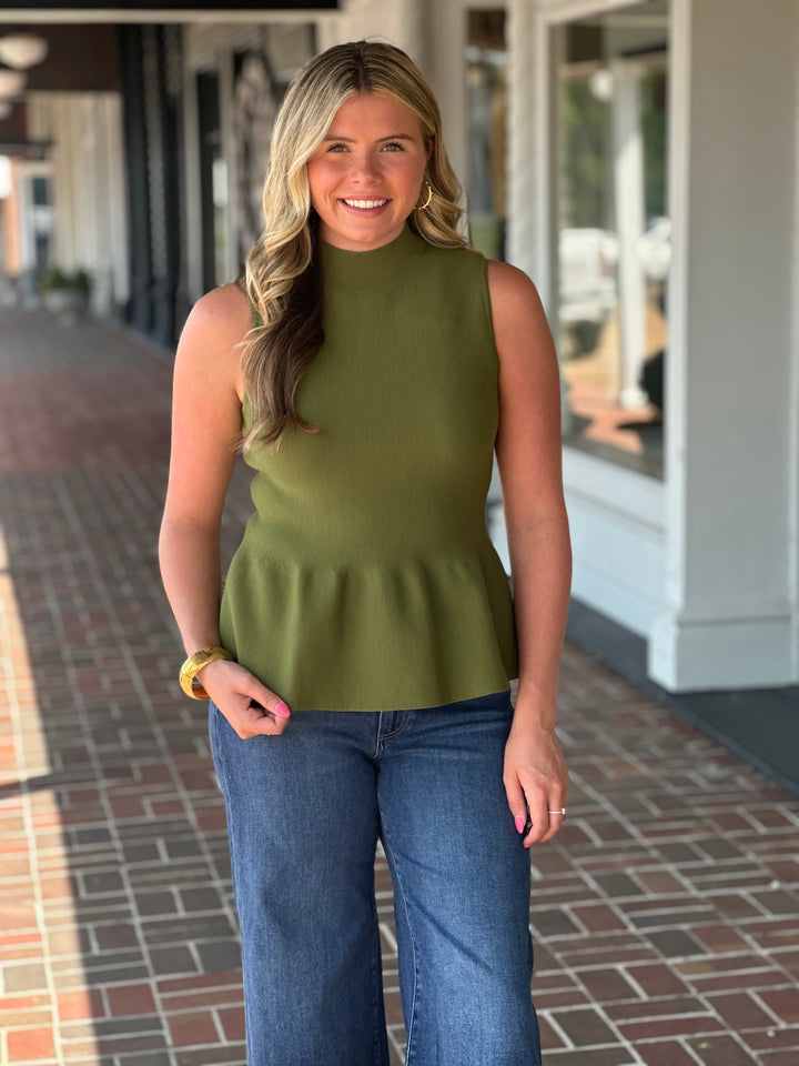 Naturally Mine Olive Green Sleeveless Top