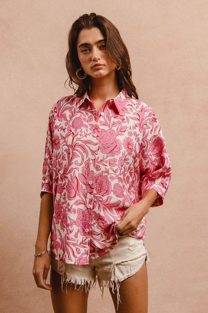 Garden Of Dreams Pink Floral Printed Top