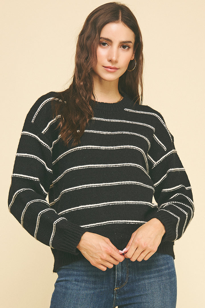 Black Stripe Knit Sweater