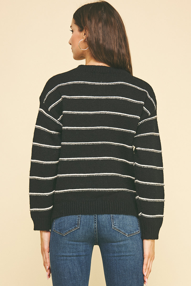 Black Stripe Knit Sweater