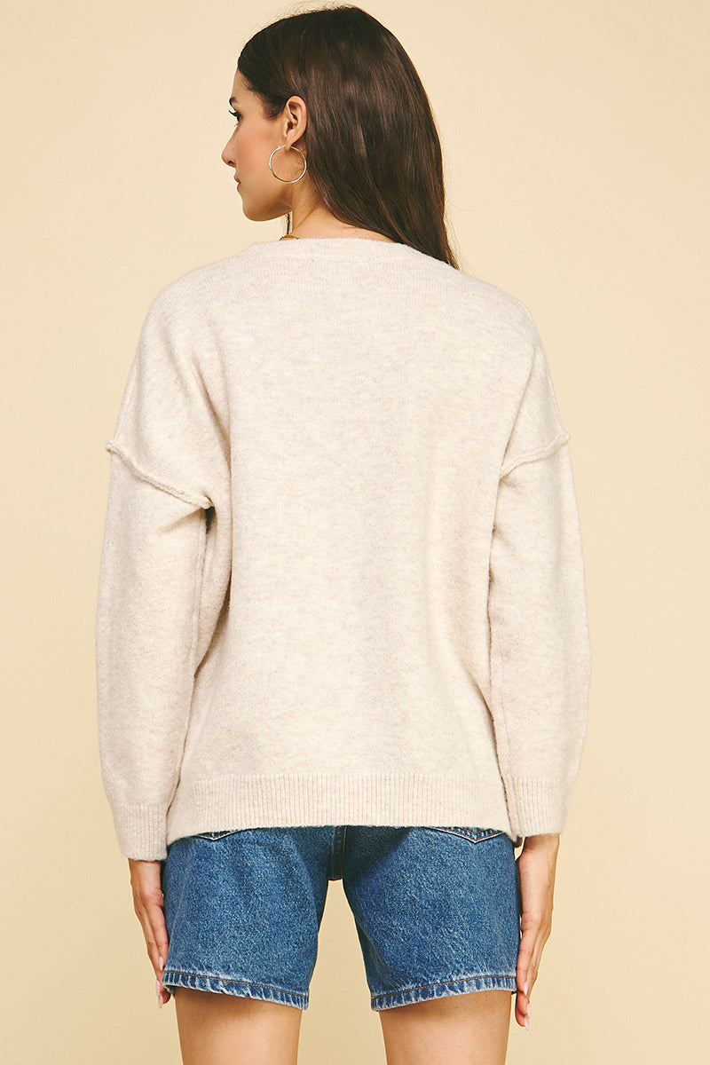Oatmeal Yarn Knit Sweater