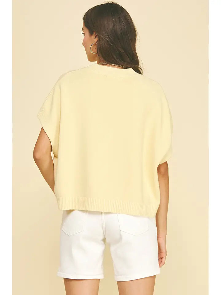 Dropped Shoulder Sweater Top in Yellow