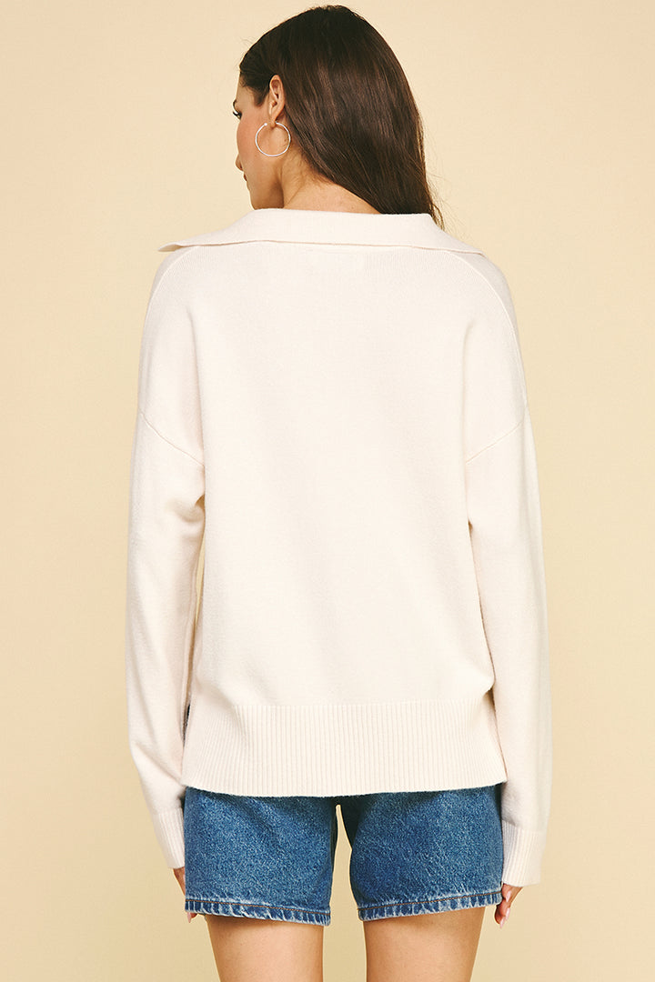 Cream Collar Knit Sweater