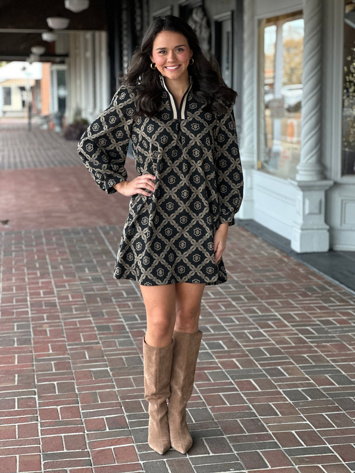 Black Printed Mini Dress