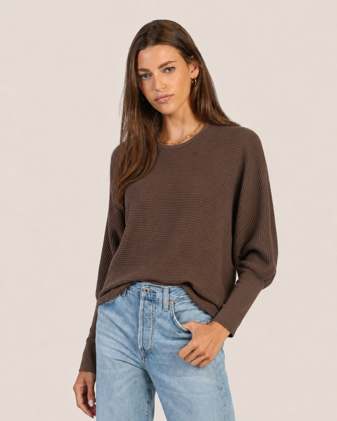 Dylan Andie Waffle Top in Brown