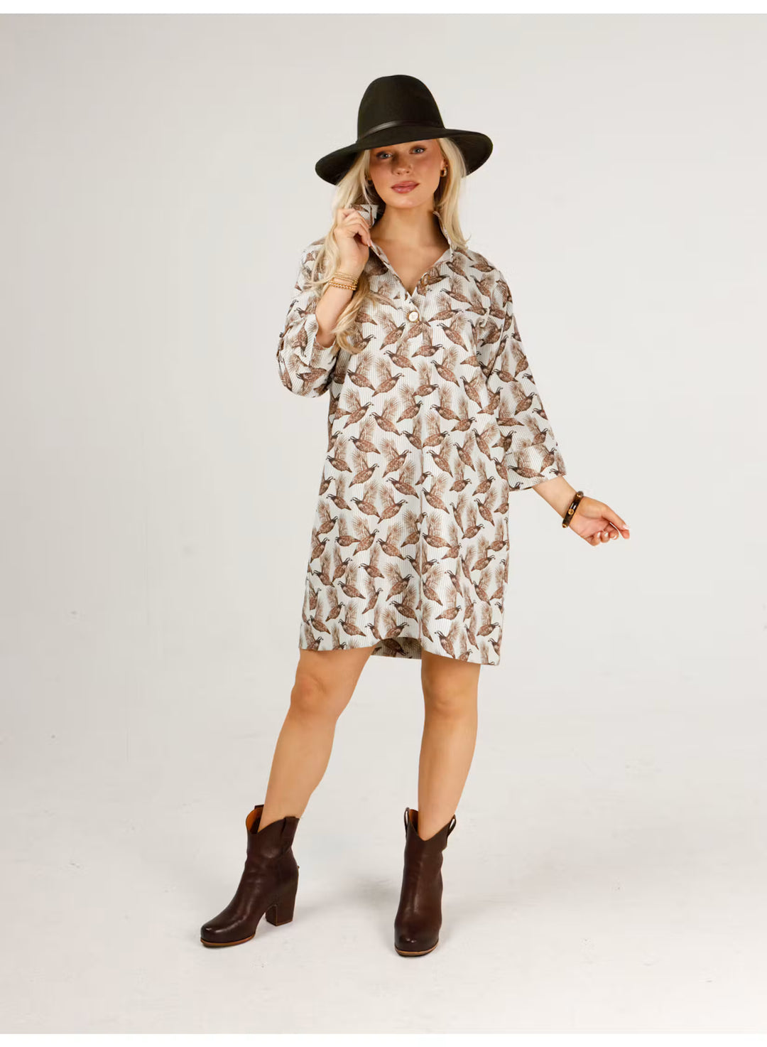 Holly Shae Arden Dress in Brown Field & Quail Stripe©