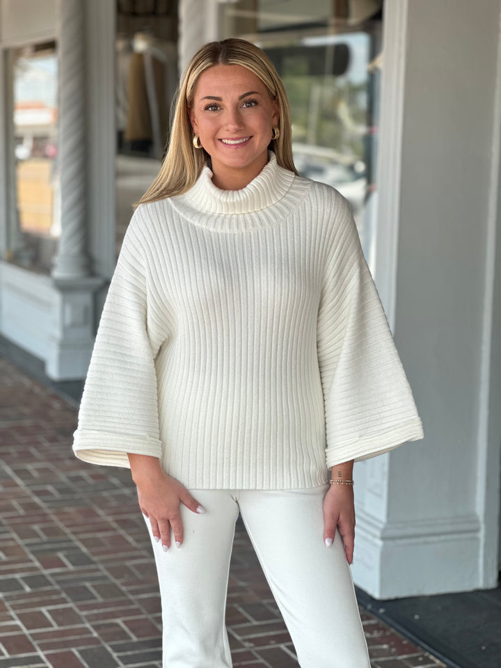 Lola +  Sophie Chunky Rib Kimono Sweater in Eggshell