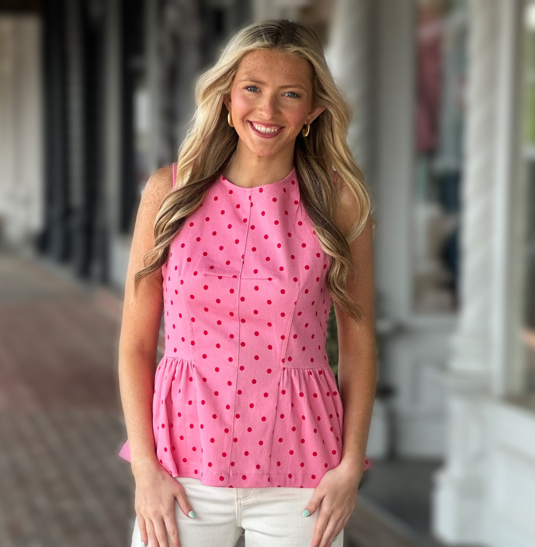 Pink Polka Dot Top