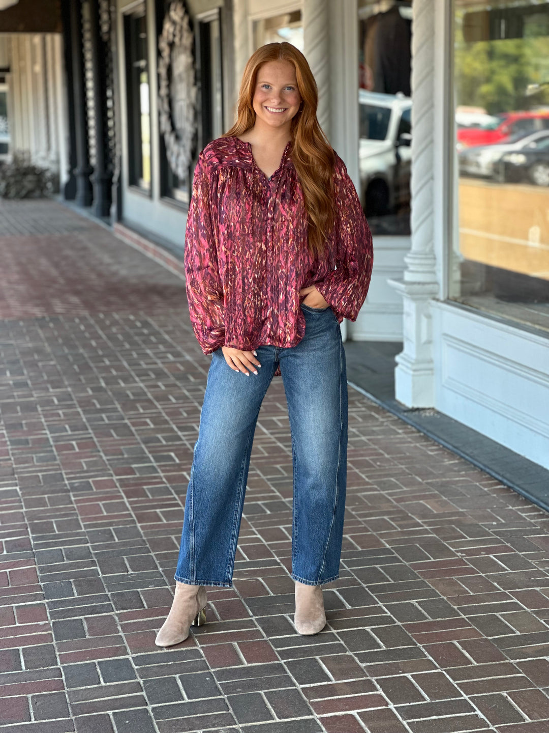 Dear John Alessia Top in Pomegranate