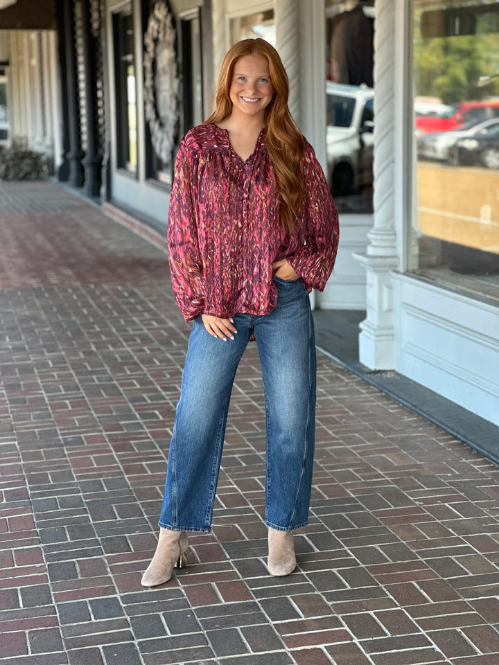 Dear John Alessia Top in Pomegranate