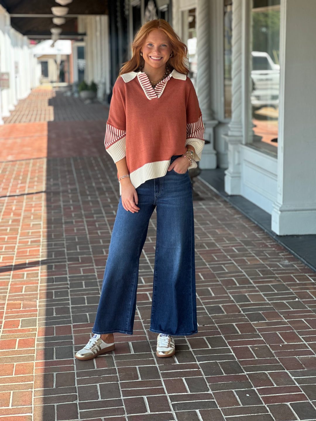 The Next Chapter Rust Collared Top