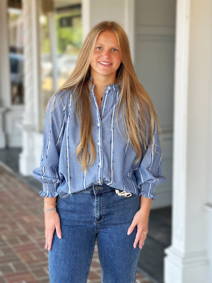 Finley Fiona Top in Blue Stripe