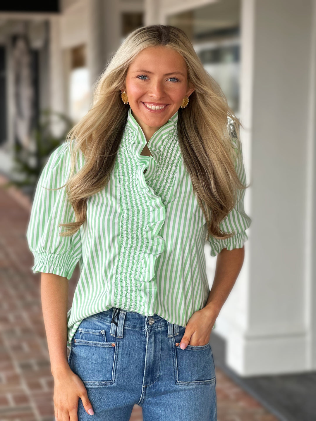 Green Stripe Top