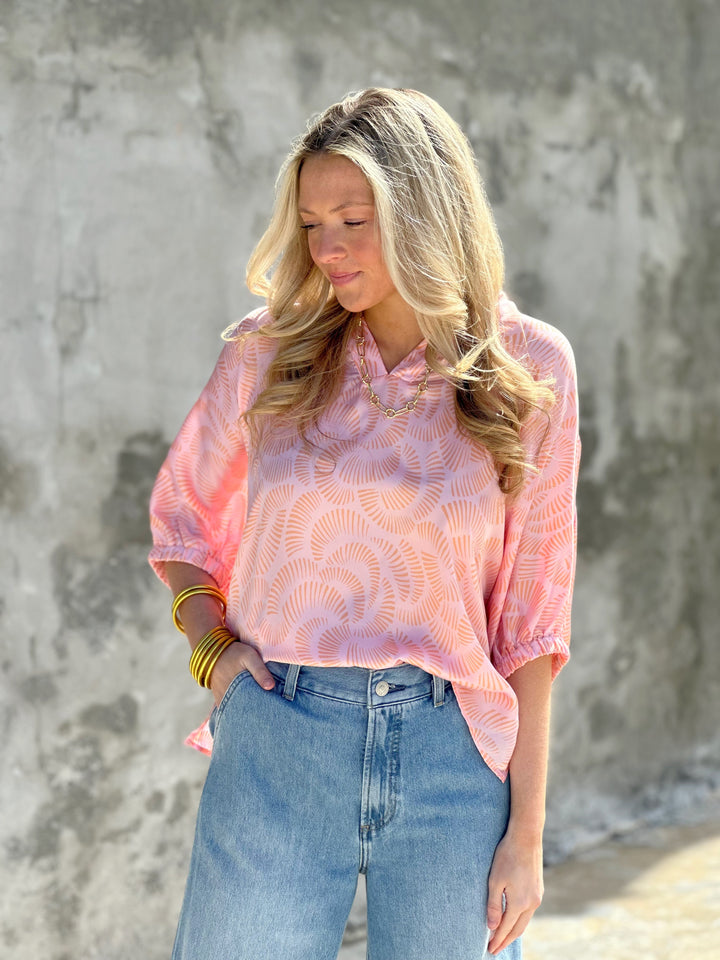 Sloan Seaside Pink Drop Shoulder Top