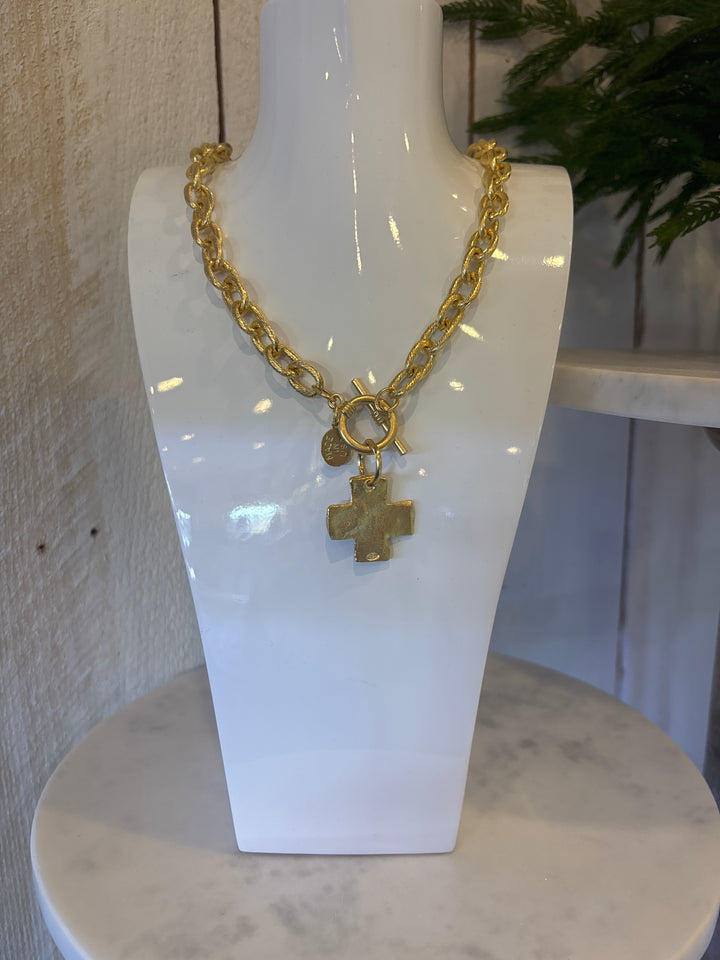 Susan Shaw Gold Chain Cross Necklace