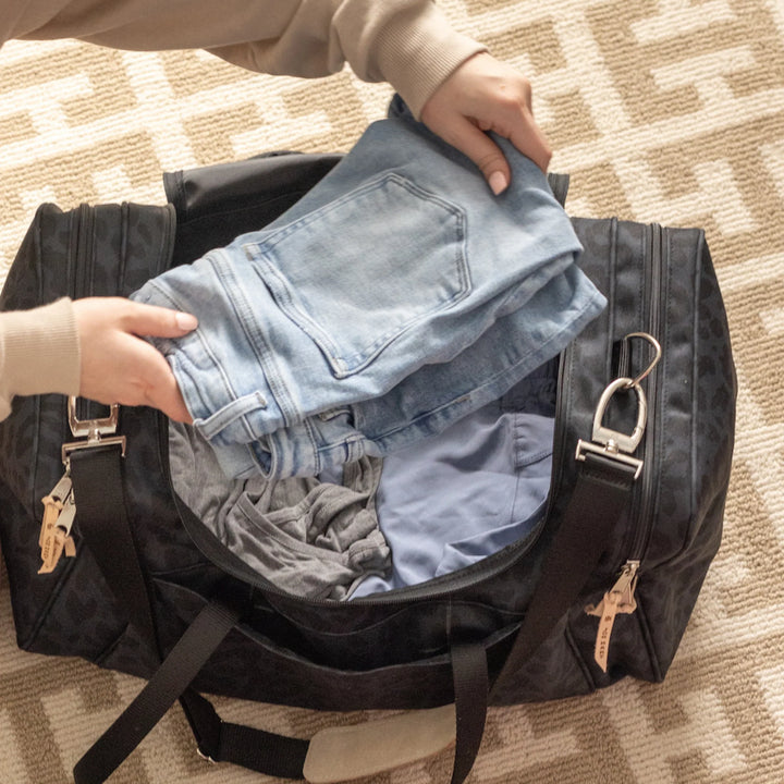 Jon Hart Large Square Duffel in Black Coated Canvas