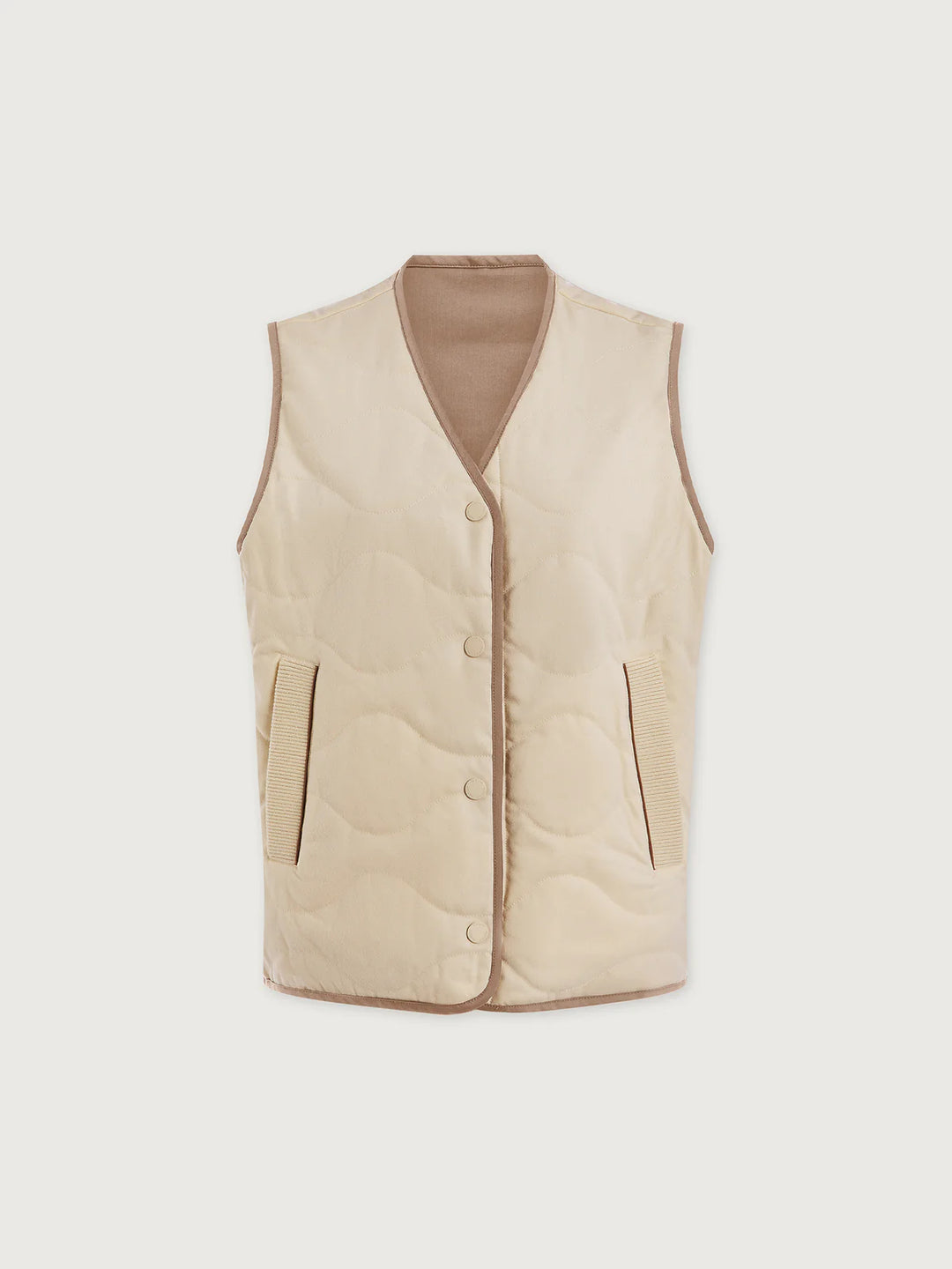 Varley Lori Reversible Gilet in Ash Taupe/ Birch