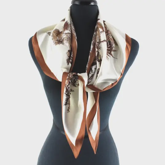 Butterfly Print Triangle Scarf in Brown