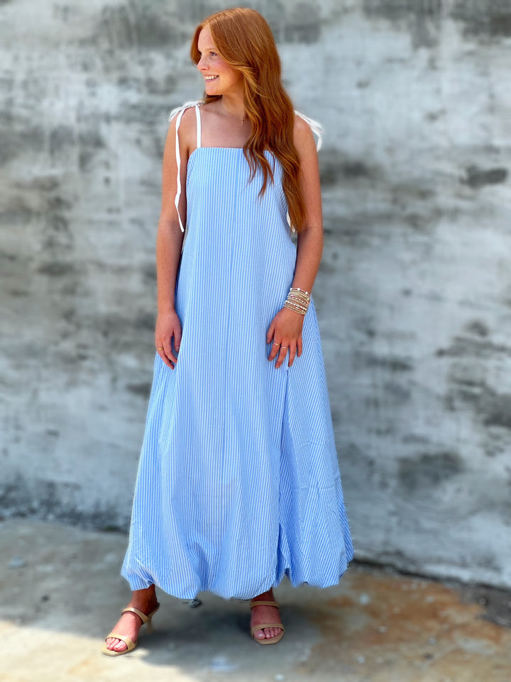 This Is How It Goes Dress in Blue Stripe