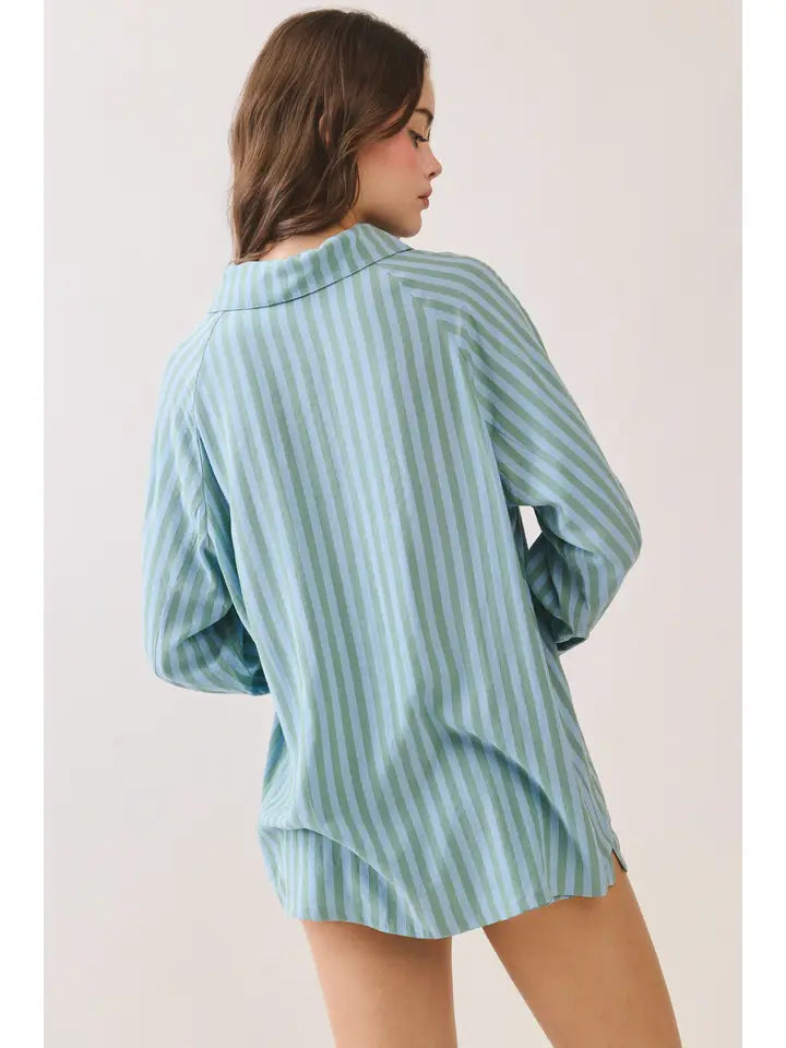 From Here On Blue Stripe Top