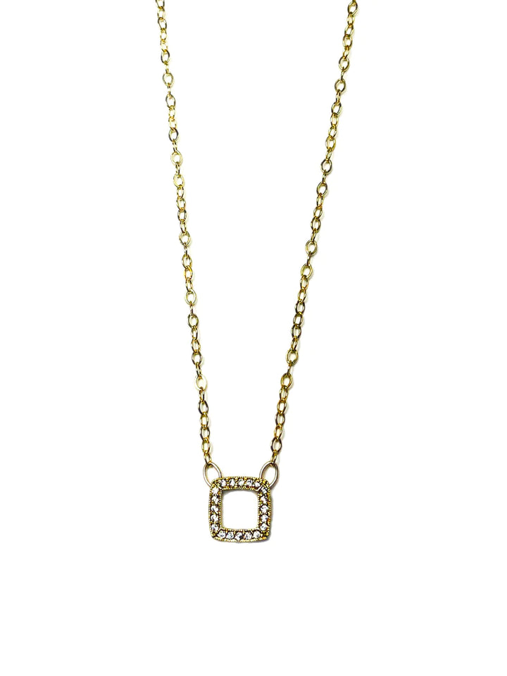 LJ Sonder Diana Square Gold Pendant Necklace