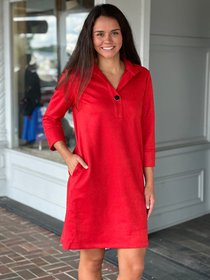 Perre Poppy Red Three Quarter Sleeve Clifton Dress