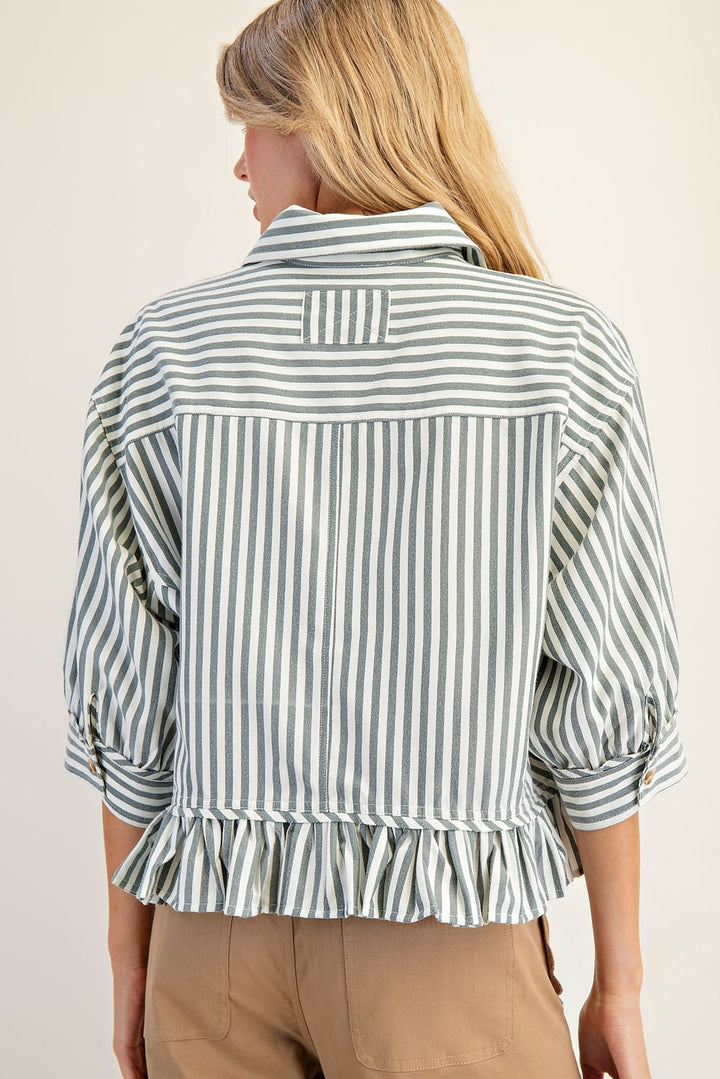 On The Go Striped Top in Green