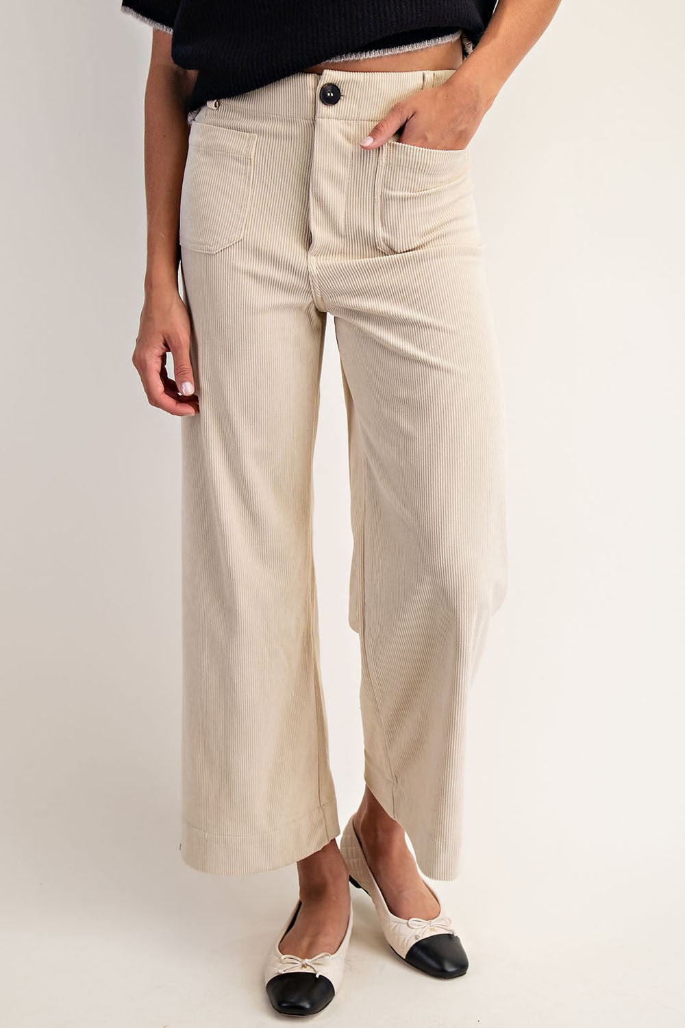 Corduroy Patch Pocket Pants in Sand