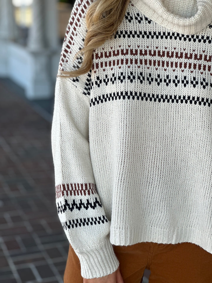 Cowl Neck Holiday Sweater in Cream