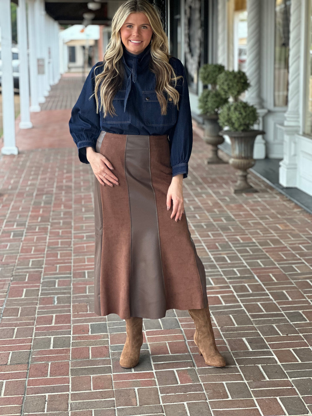 Day By Day Brown Suede Skirt