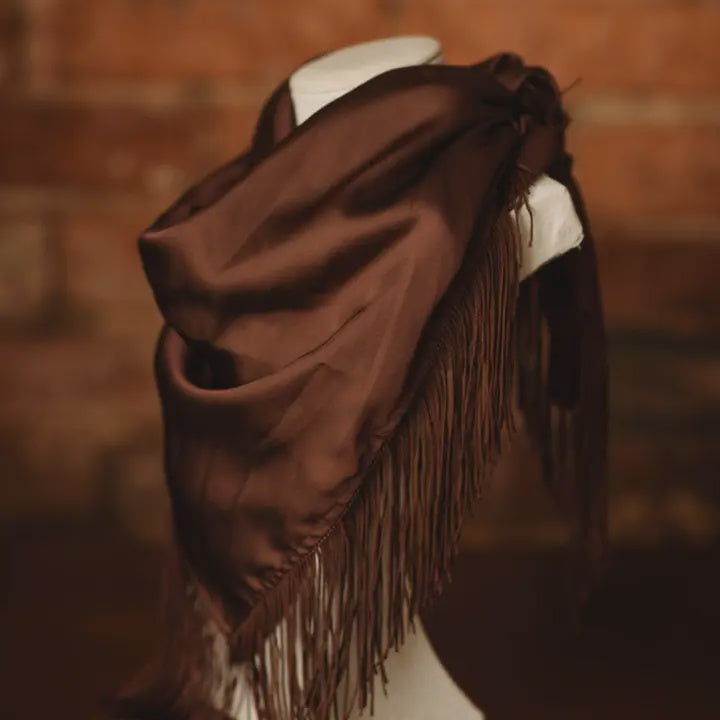 Solid Fringe Scarf in Chocolate Brown