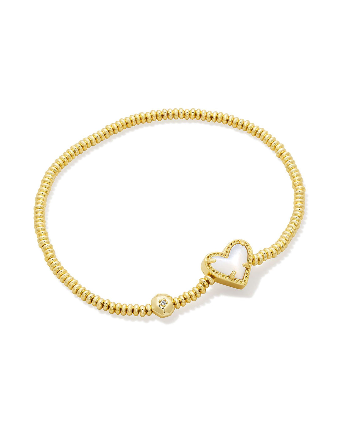 Kendra Scott Ari Heart Gold Stretch Bracelet in Ivory Mother of Pearl