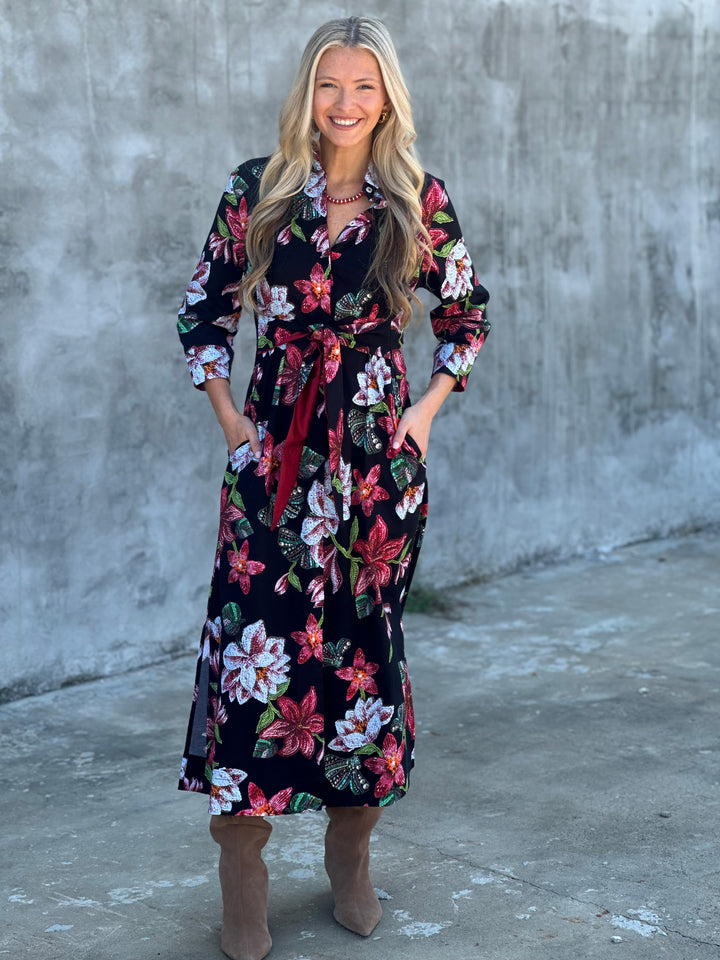 Perlavera Nash Maxi Dress in Beads Black- Wine