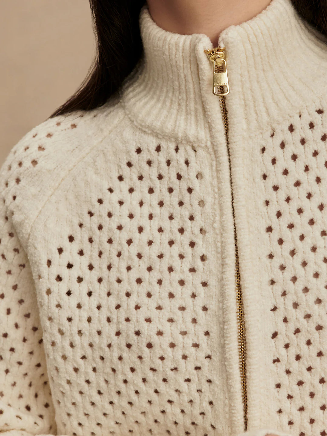 Varley Mandy Bouclé Knit Jacket in Coconut Milk
