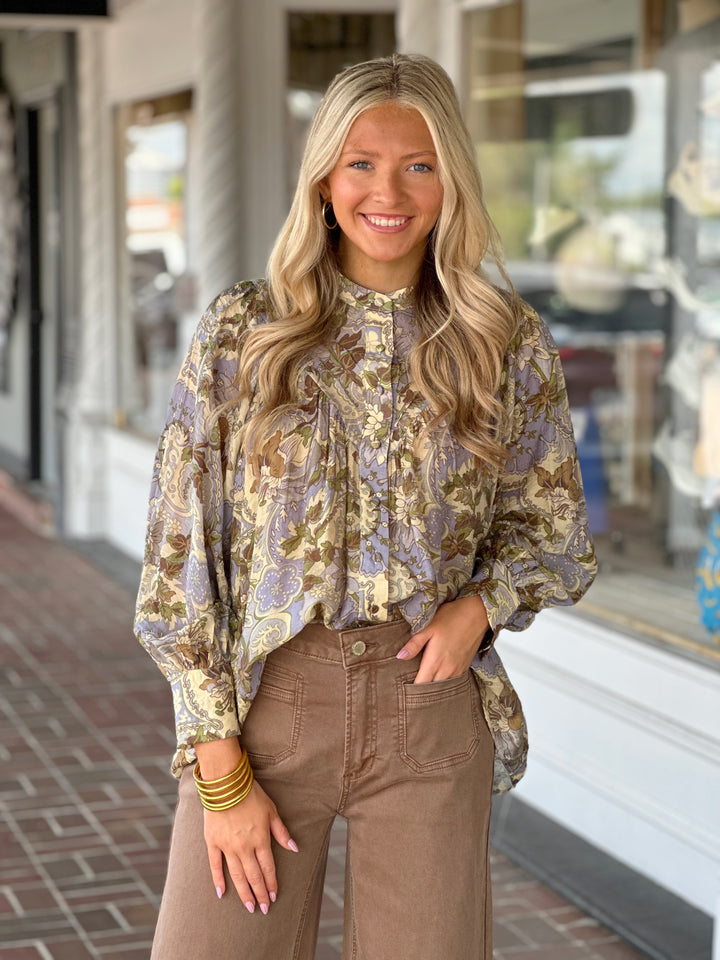 Mistful Lavender Button Down Top